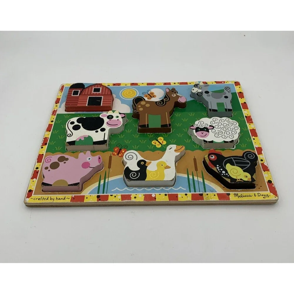 Melissa and Doug Fresh Start FARM ANIMALS Chunky Thick Wood Puzzle 12